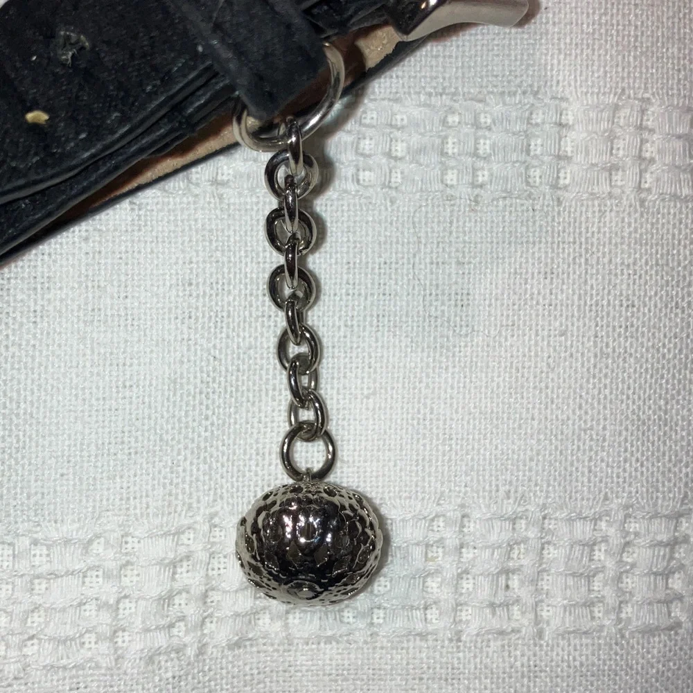 Vintage Black Leather and Silver Chain‎ Belt Intertwined Adjustable XL